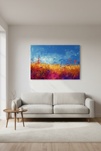 Large Wild Field canvas in room