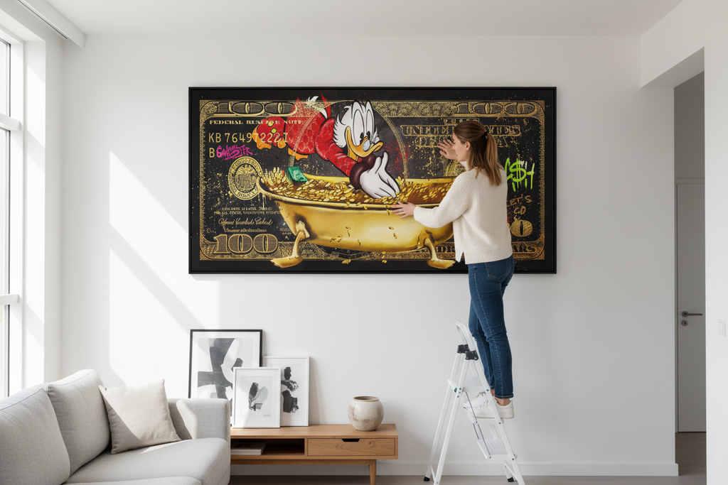 Lifestyle shot - Woman hanging canvas
