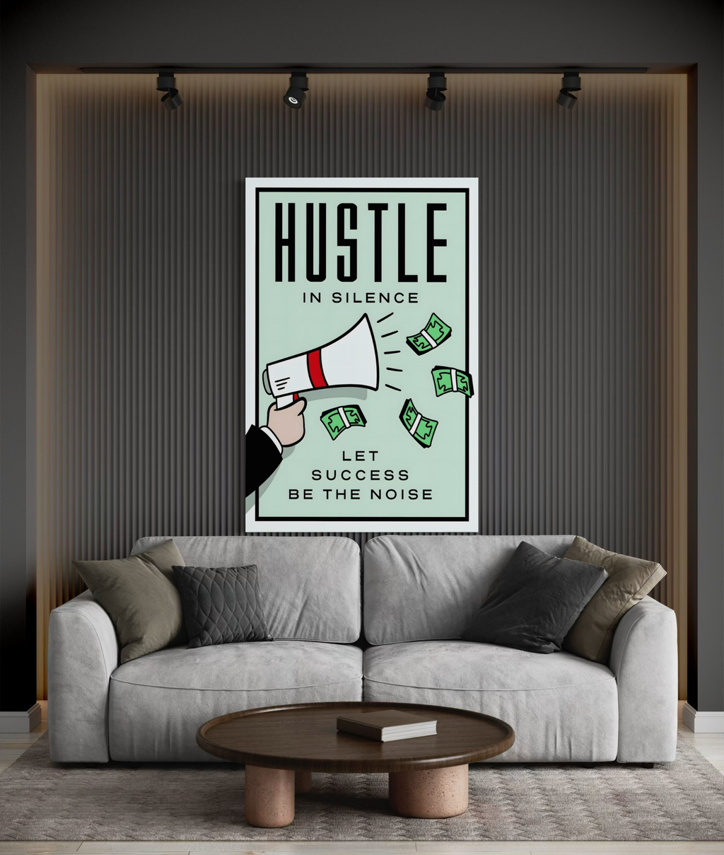 Hustle in Silence – Motivational Canvas