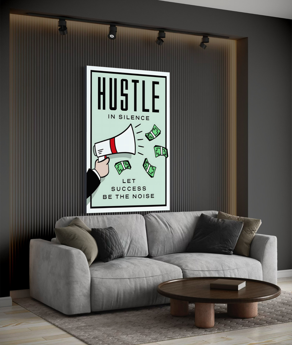 Hustle in Silence – Motivational Canvas