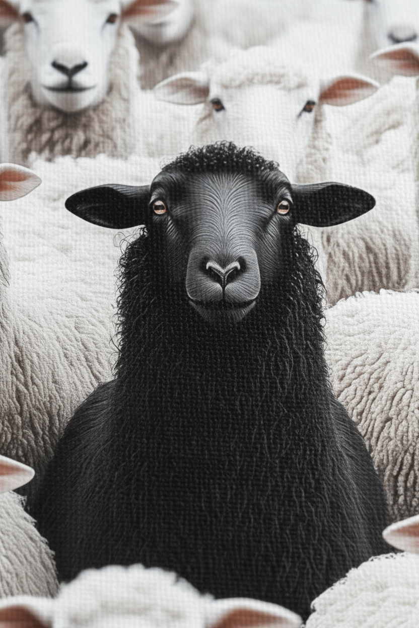 Macro close-up Black Sheep canvas