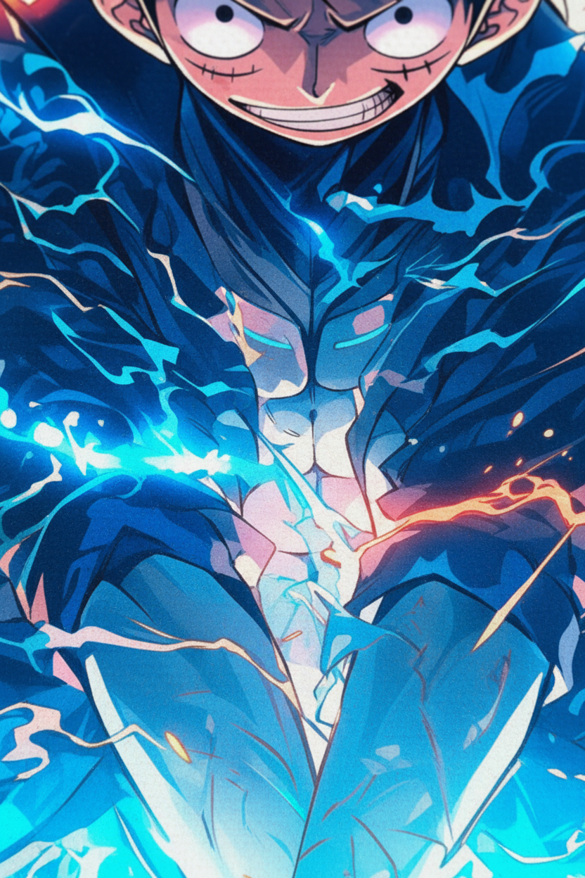 Macro close-up Luffy Gear 5 canvas