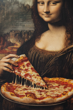 Macro close-up Mona Lisa Pizza canvas