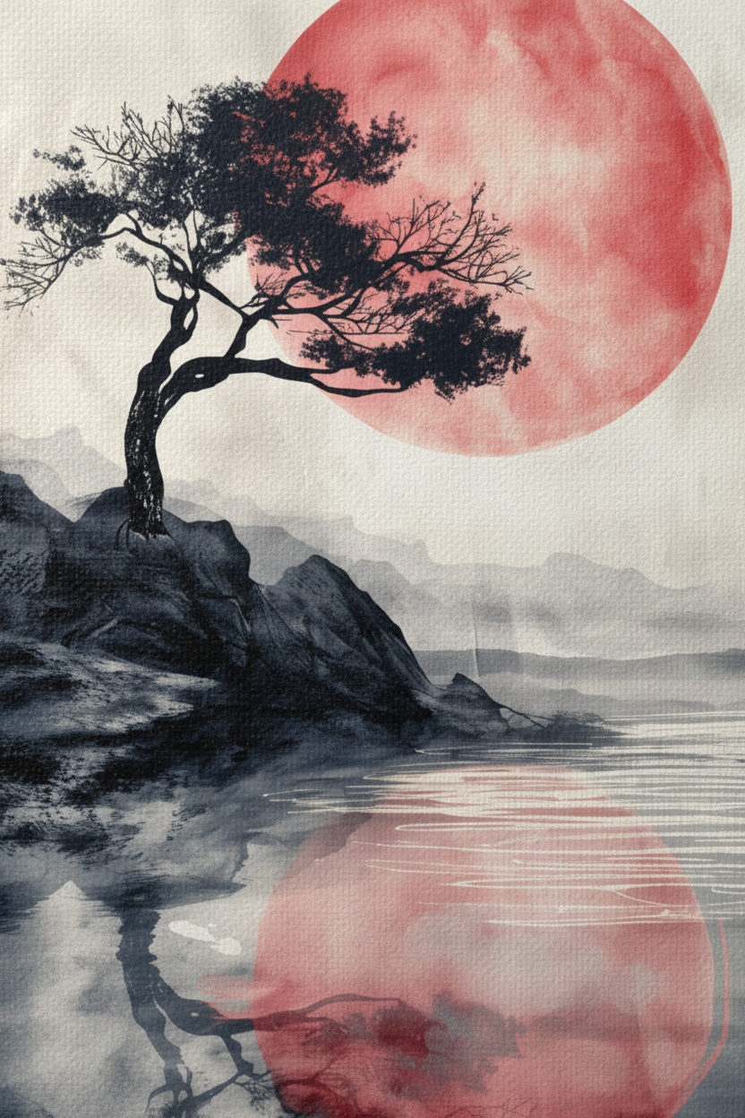 Macro close-up Red Moon Bonsai canvas
