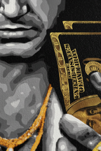 Macro close-up Tony Montana Gold canvas