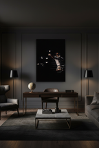 Money Rain canvas in dark office