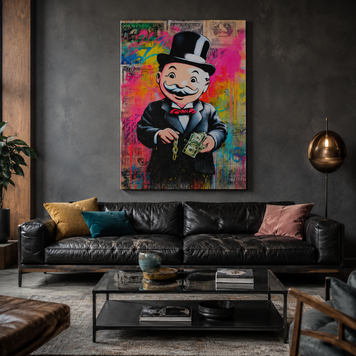 Καμβάς Monopoly Empire αναρτημένος σε σαλόνι, μπροστινή lifestyle άποψη.