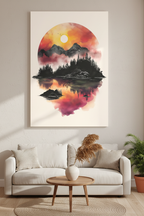 Mountain Mirror canvas in Scandinavian room