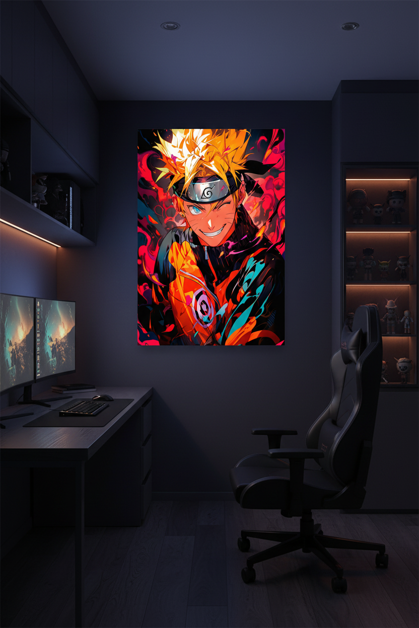 Naruto canvas in dark gaming room