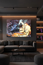 Naruto vs Sasuke canvas in gaming room