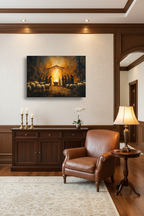 Nativity canvas in classic room