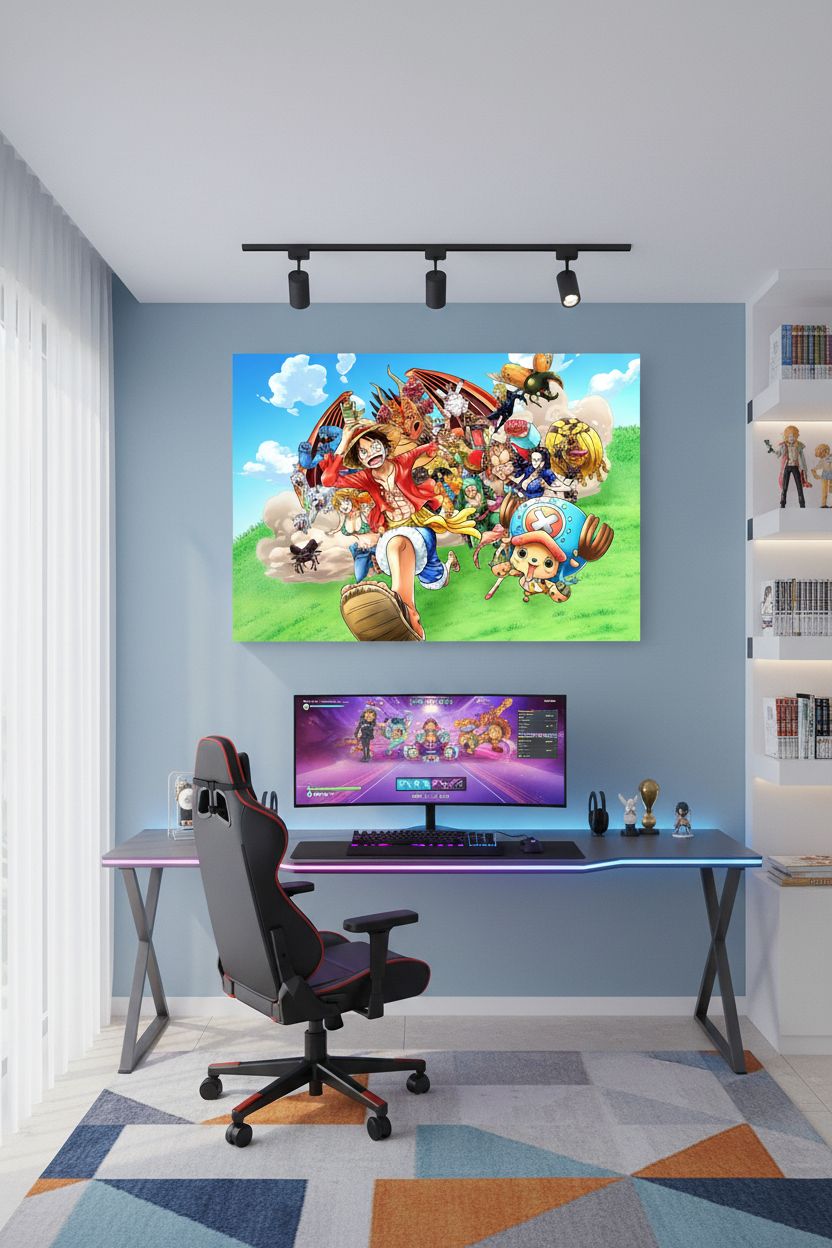 One Piece Crew canvas in gaming room
