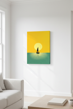 Open Waters canvas on white wall