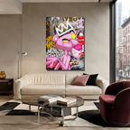 Πίνακας σε καμβά Pink Panther στο σαλόνι.
