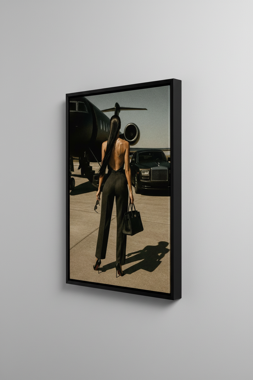 Private Jet Luxury Canvas με Μαύρη Κορνίζα
