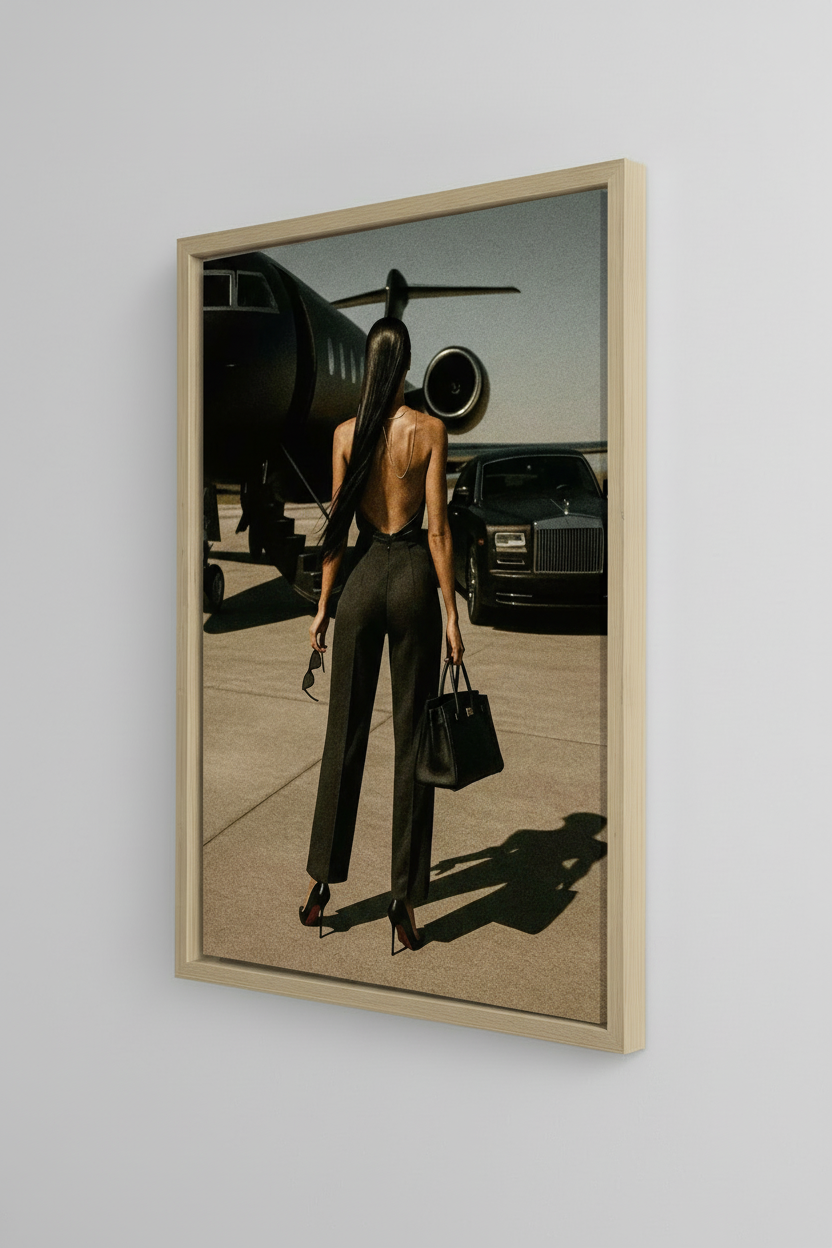Private Jet Luxury Canvas με Ξύλινη Κορνίζα