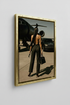 Private Jet Luxury Canvas με Χρυσή Κορνίζα