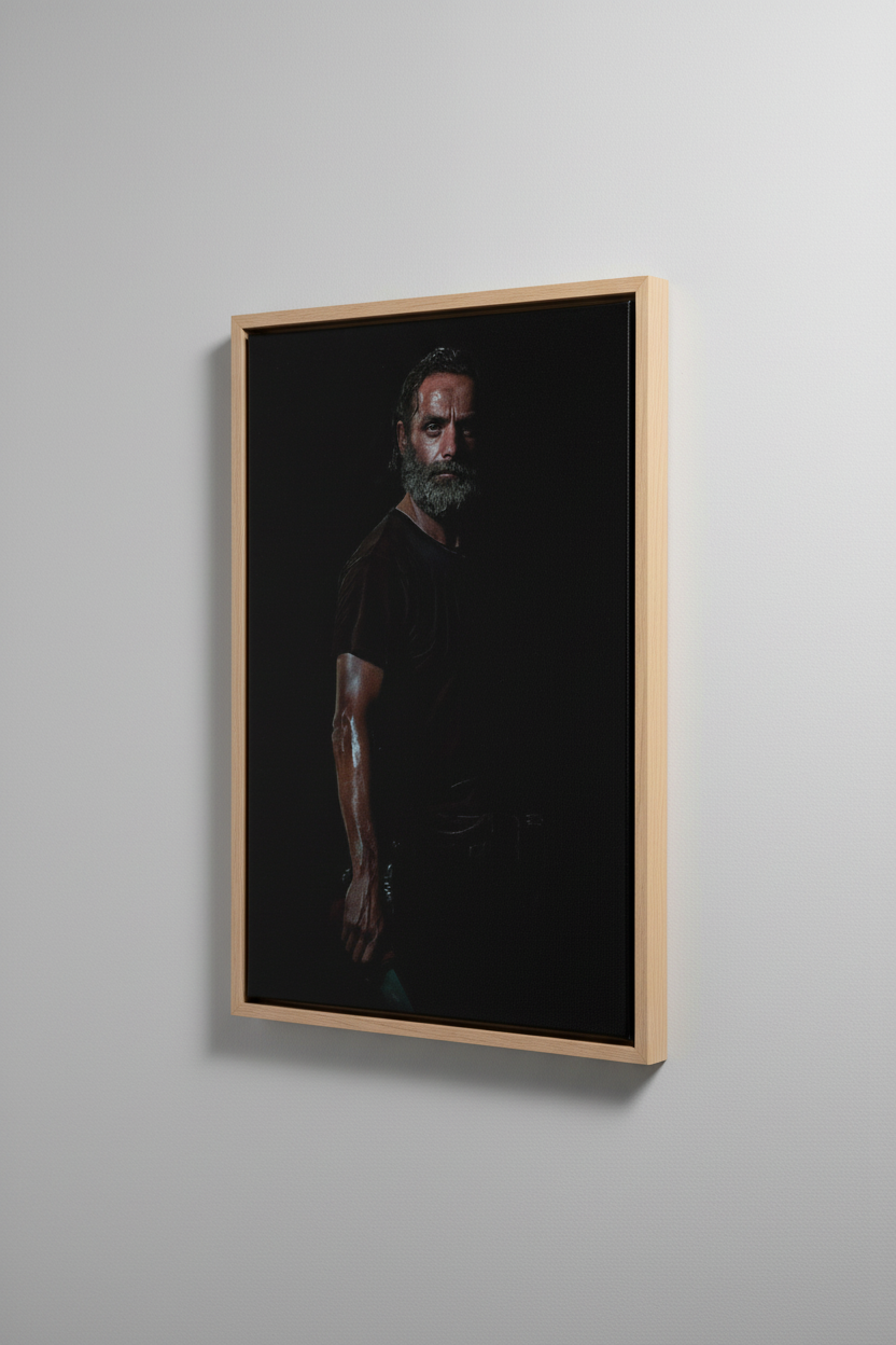 Rick Grimes Canvas με Ξύλινη Κορνίζα