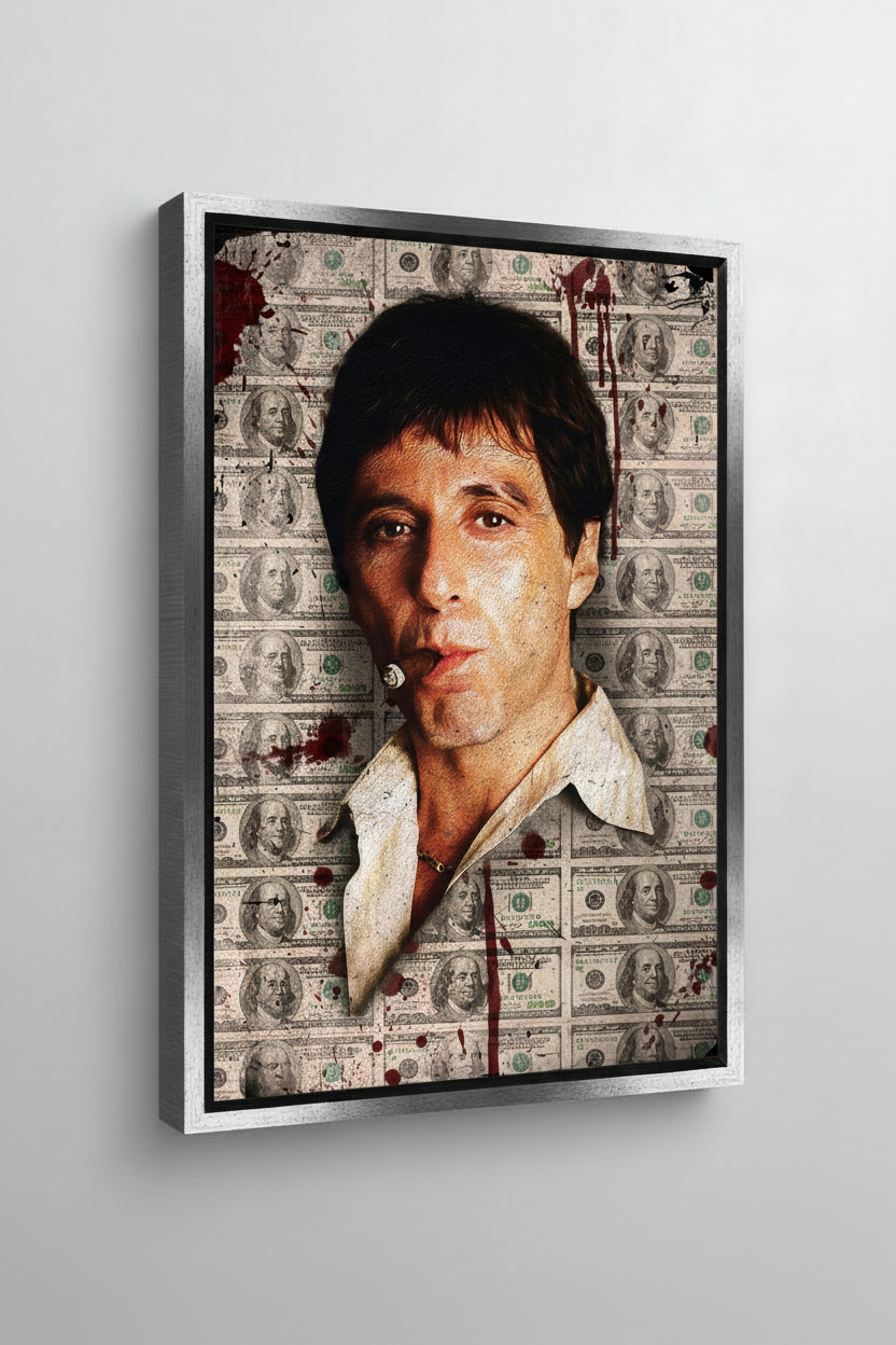 Scarface Pop Art Canvas με Ασημί Κορνίζα