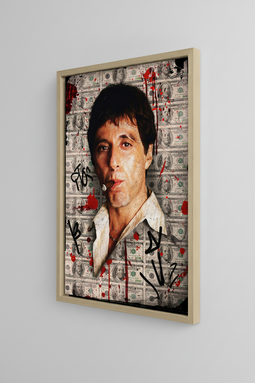 Scarface Pop Art Canvas με Ξύλινη Κορνίζα