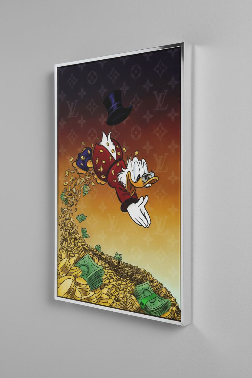 Scrooge McDuck LV Canvas με Ασημί Κορνίζα