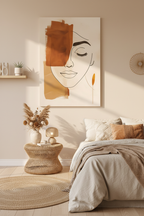 Serene Face canvas in boho room