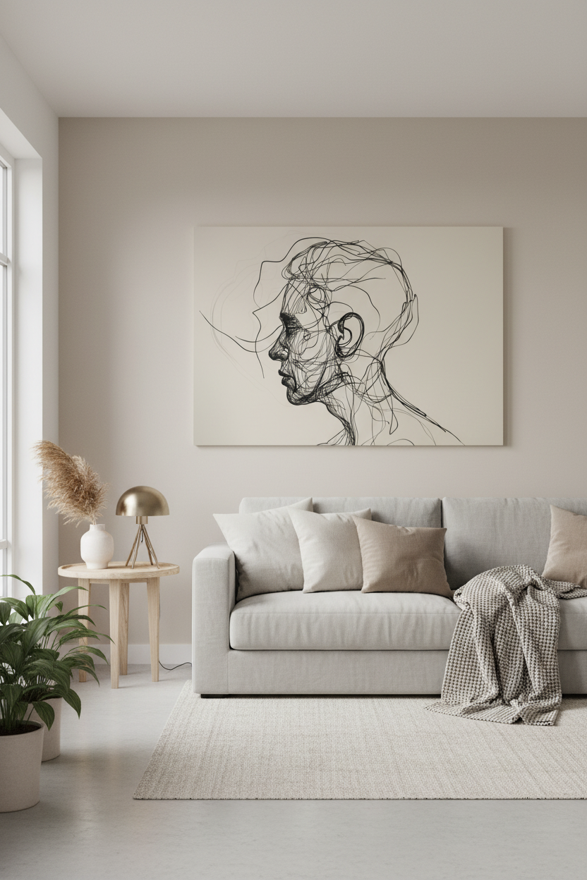Silent Profile canvas large in elegant room