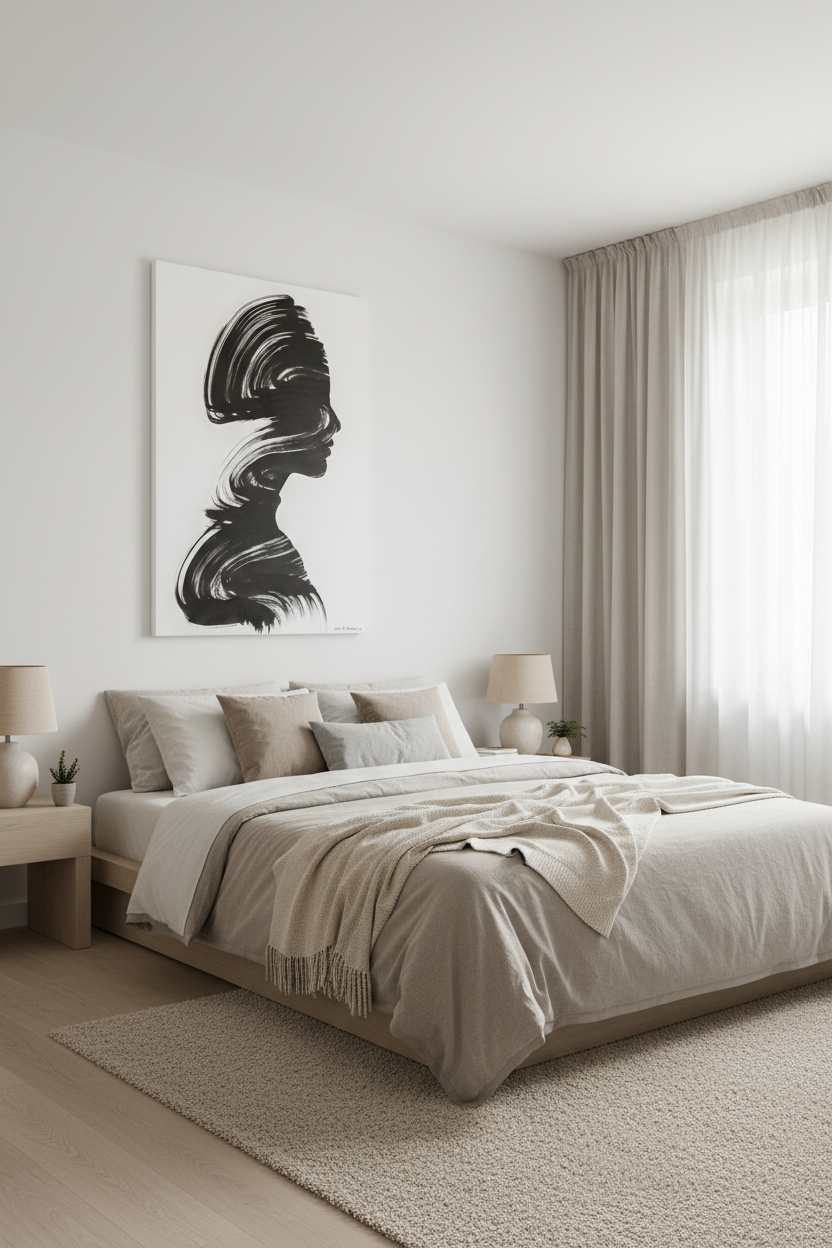 Silhouette canvas in bedroom