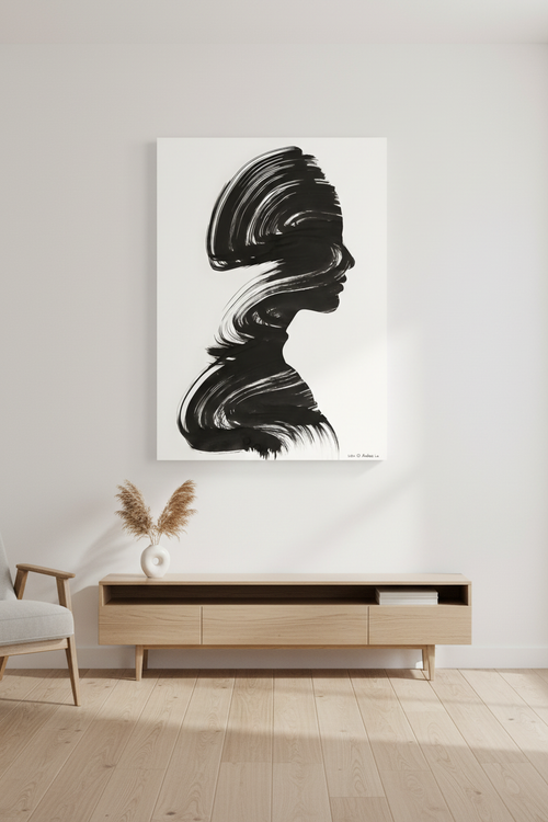 Silhouette canvas on white wall