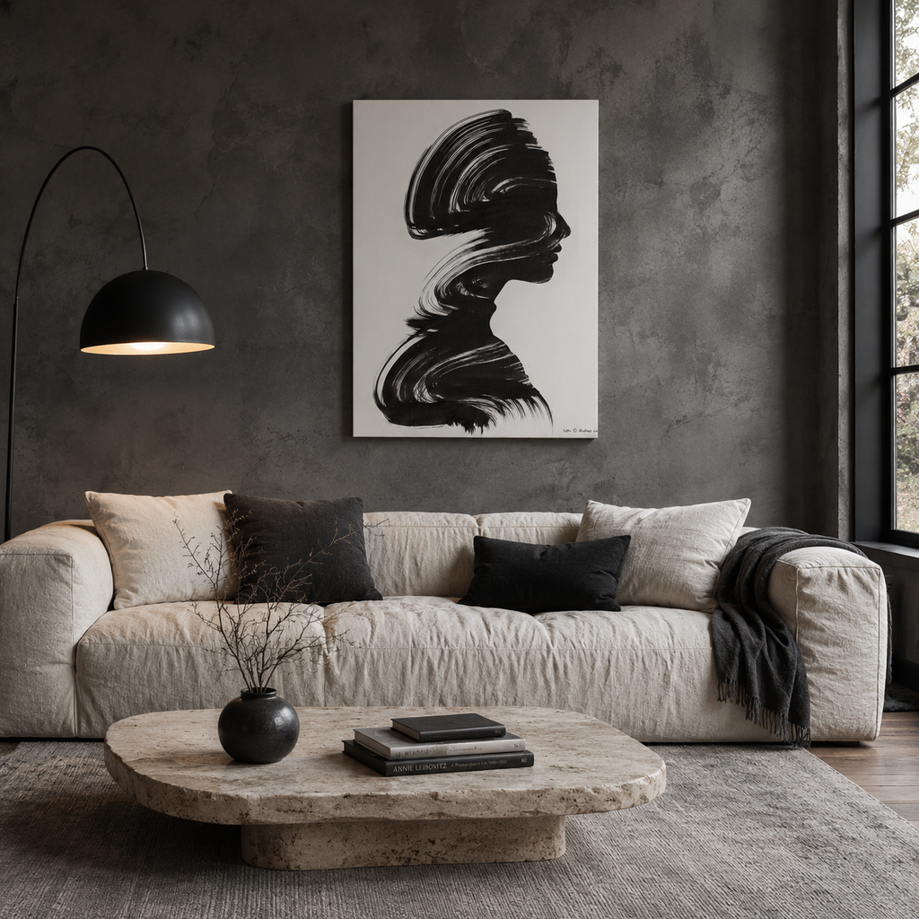 Πίνακας σε καμβά Silhouette in Motion σε σαλόνι.