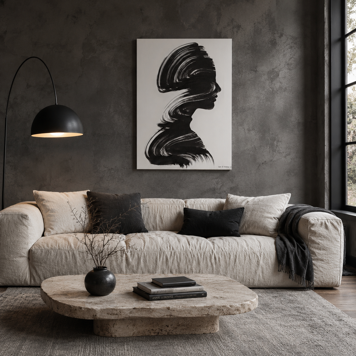 Πίνακας σε καμβά Silhouette in Motion σε σαλόνι.