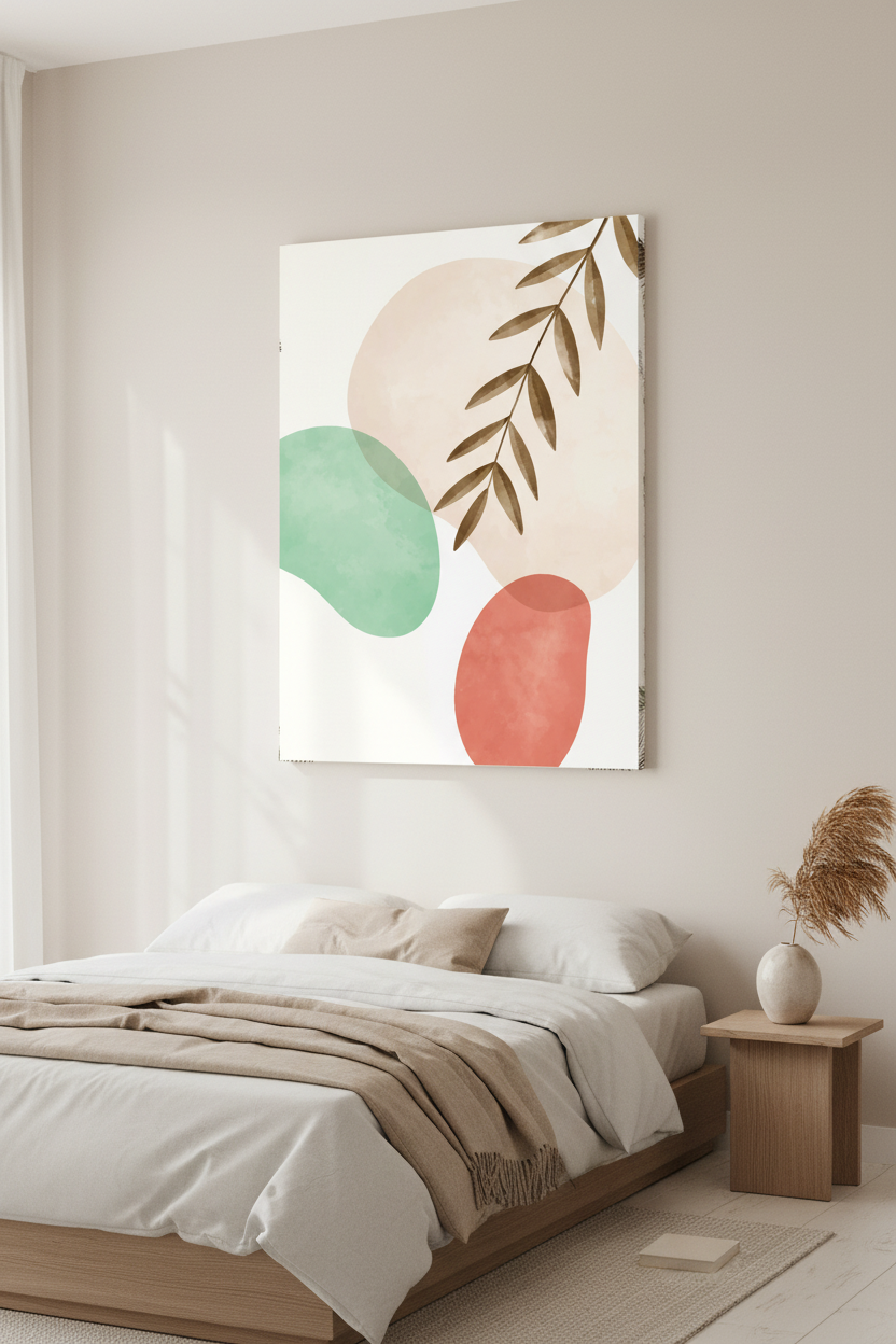 Soft Botanica canvas in minimal room