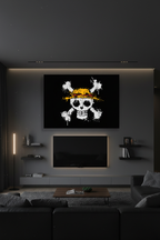 Straw Hat Pirates canvas in dark gaming room