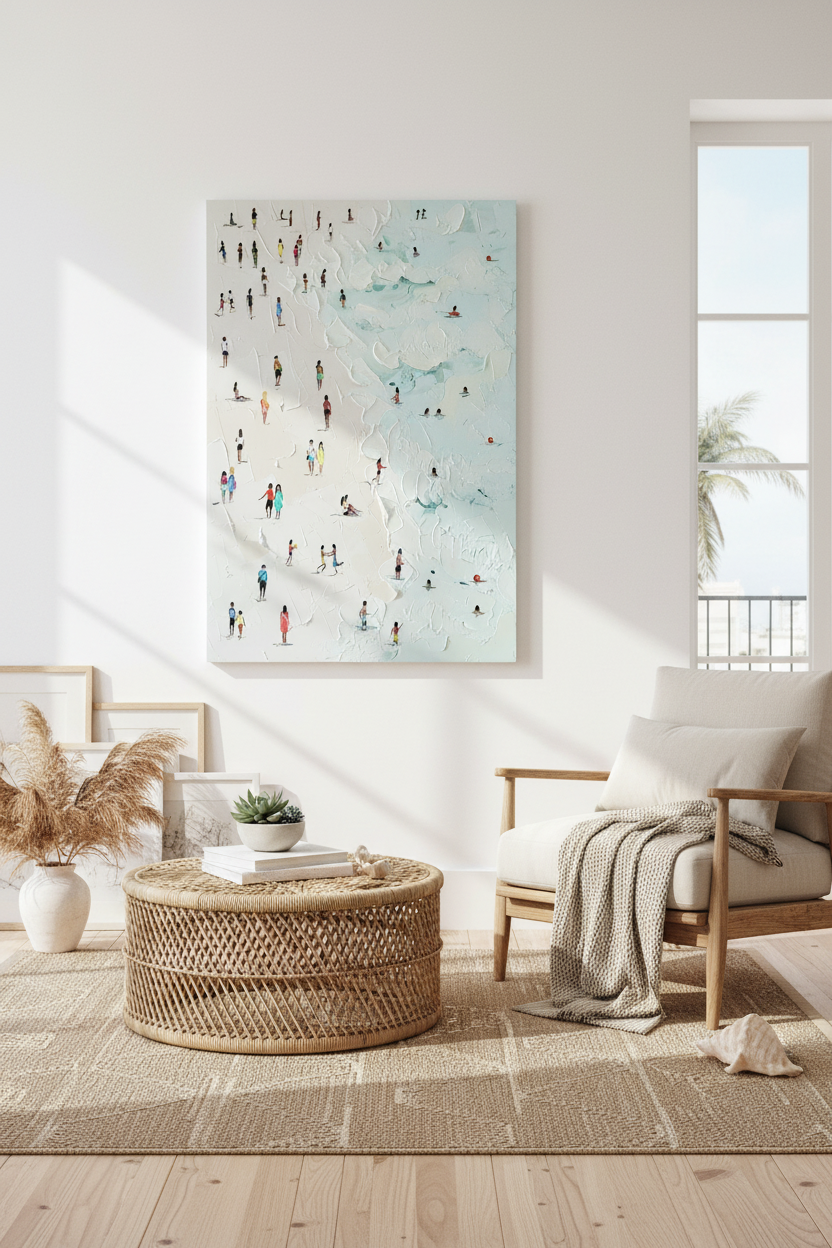 Summer Crowd canvas in coastal room