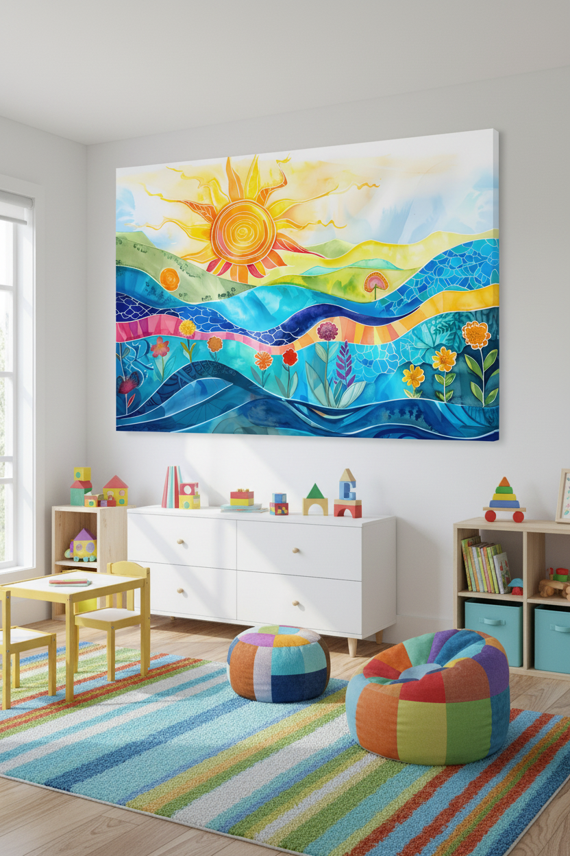 Sunny Waves canvas in kids room