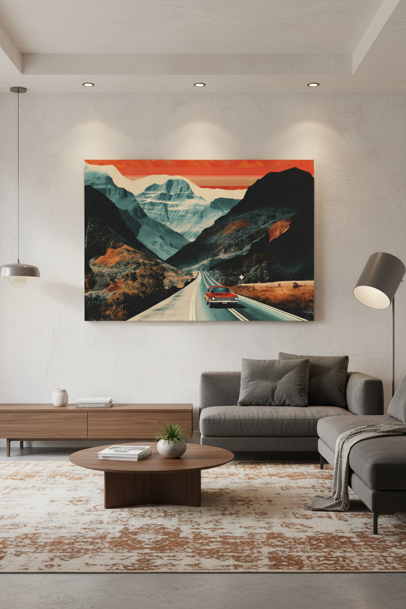 The Open Road canvas in stylish room