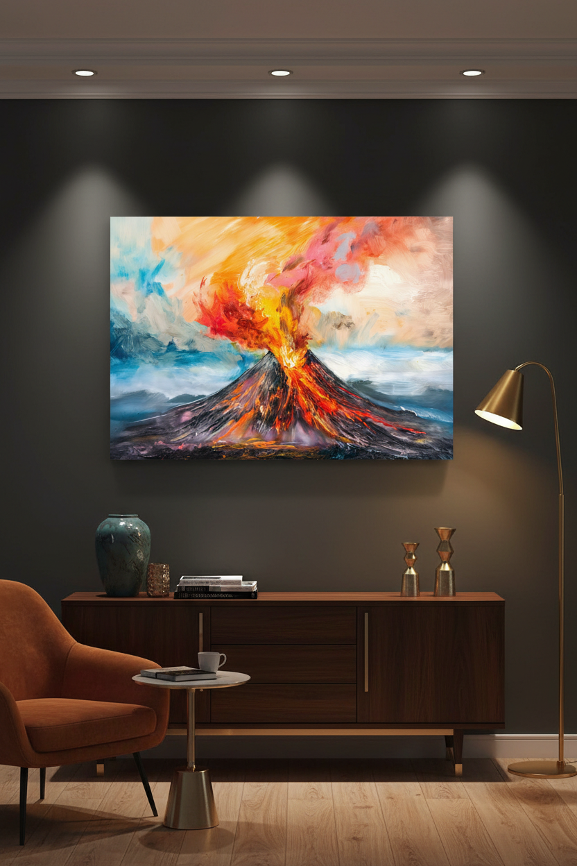 Volcanic Burst canvas in eclectic room