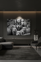 Wolf Among Sheep canvas in dark luxury room