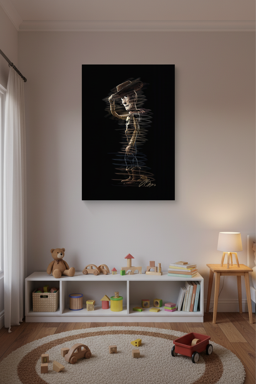 Woody canvas frameless in cozy room